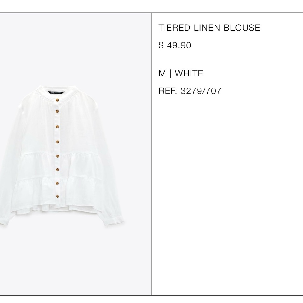 NWOT ZARA tiered linen blouse